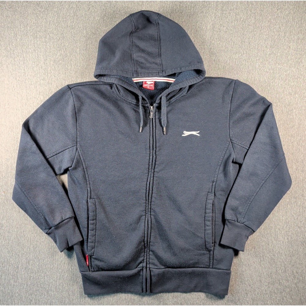 Y2K Slazenger Navy Full Zip Hoodie Sweatshirt Jacket Gym Yoga Size XS Logo GUC